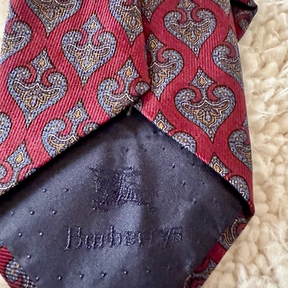 Burberry Burgundy and Blue Paisley Tie - Picture 4 of 6
